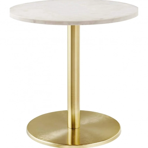 Viva Round Side Table in White Marble & Brass
