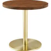 Viva Round Side Table in Light Oak Finish Acacia Wood & Brass Metal