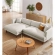 Zoya Down Filled Overstuffed Sectional Sofa with Left Facing Chaise in Ivory Fabric