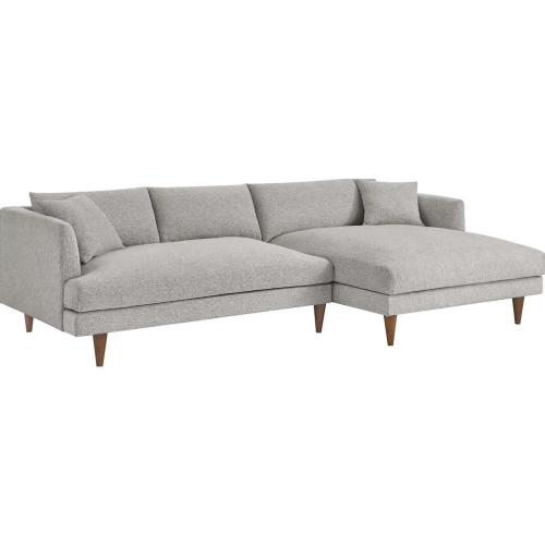 Zoya Down Filled Overstuffed Sectional Sofa with Right Facing Chaise in Light Gray Fabric
