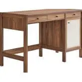 Capri 49" Office Desk in Walnut Wood Grain Laminate & Linen