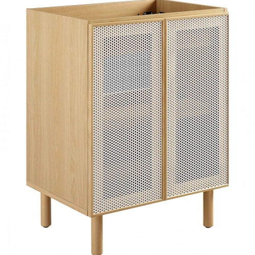 Calla 24" Bathroom Vanity Cabinet (Sink Not Included) in Oak Finish & White Perforated Metal