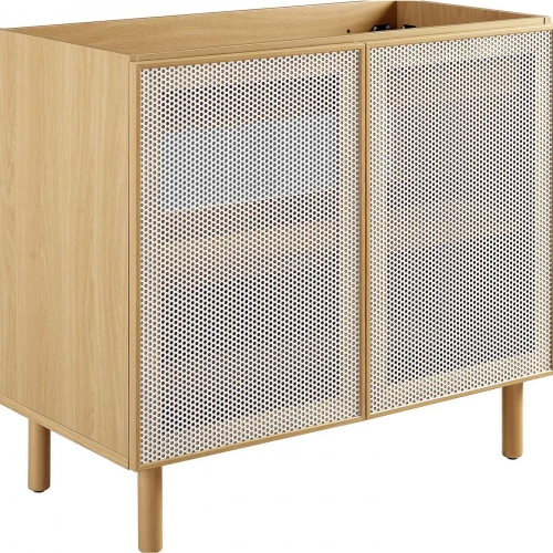 Calla 36" Bathroom Vanity Cabinet (Sink Not Included) in Oak Finish & White Perforated Metal