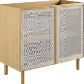 Calla 36" Bathroom Vanity Cabinet (Sink Not Included) in Oak Finish & White Perforated Metal