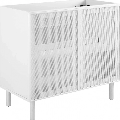 Calla 36" Bathroom Vanity Cabinet (Sink Not Included) in White Finish & White Perforated Metal