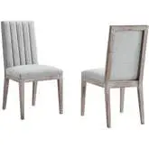 Maisonette French Vintage Dining Chair in Tufted Gray Fabric & Wood (Set of 2)