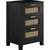Dixie 24" Bathroom Vanity Cabinet (Sink Not Included) in Black & Rattan