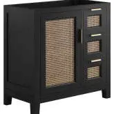 Dixie 36&quot; Bathroom Vanity Cabinet in Black &amp; Rattan &#40;Sink Not Included&#41;