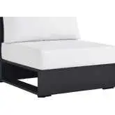 Tahoe Outdoor Modular Armless Chair in Gray Powder Coated Aluminum & White Fabric