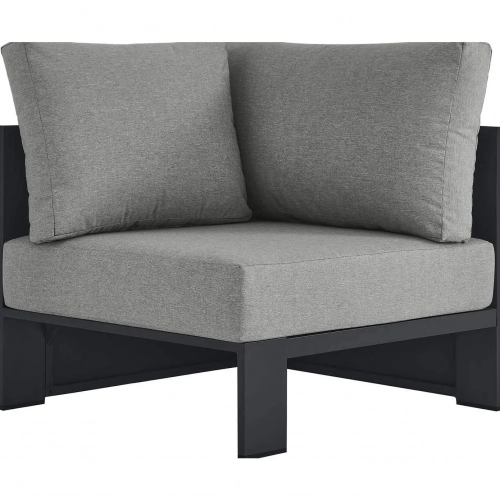 Tahoe Outdoor Modular Corner Chair in Gray Aluminum & Gray Fabric