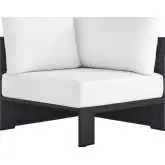 Tahoe Outdoor Modular Corner Chair in Gray Powder Coated Aluminum & White Fabric