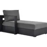 Tahoe Outdoor Modular Left Facing Chaise Lounge in Gray Aluminum & Charcoal Fabric