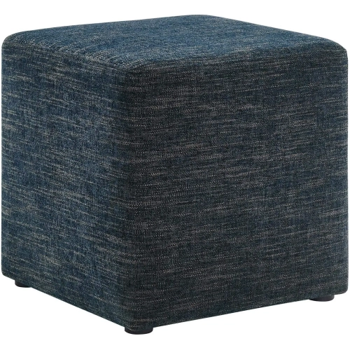 Callum 17" Square Ottoman in Heathered Weave Azure Blue Fabric