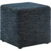 Callum 17" Square Ottoman in Heathered Weave Azure Blue Fabric