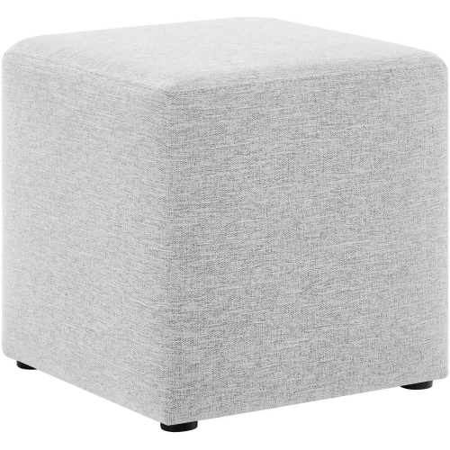 Callum 17" Square Ottoman in Heathered Weave Light Gray Fabric