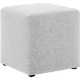 Callum 17" Square Ottoman in Heathered Weave Light Gray Fabric