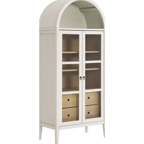 Nolan Tall Storage Display Cabinet in White, Oak & Glass