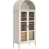 Nolan Tall Storage Display Cabinet in White, Oak & Glass