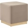 Tilden 17" Square Ottoman in Taupe Performance Velvet & Natural Finish Wood
