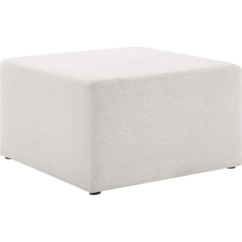 Callum 28" Square Ottoman in Heathered Weave Ivory Fabric