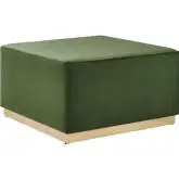Tilden 28" Square Ottoman in Moss Green Performance Velvet & Natural Finish Wood