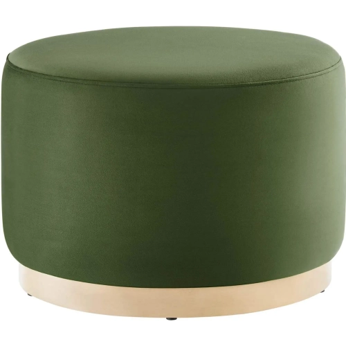 Tilden 23" Round Ottoman in Moss Green Performance Velvet & Natural Finish Wood