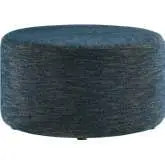 Callum 29" Round Ottoman in Heathered Weave Azure Blue Fabric