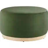Tilden 29" Round Ottoman in Moss Green Performance Velvet & Natural Finish Wood
