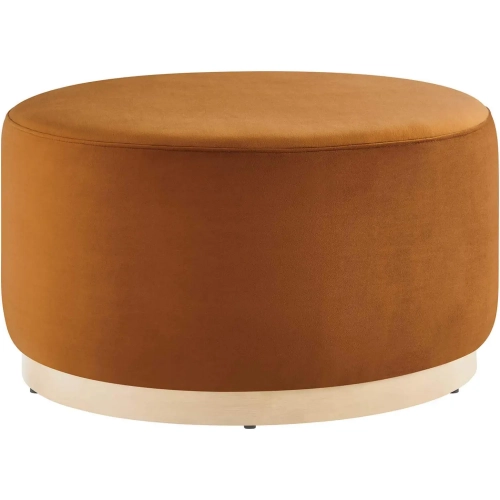 Tilden 29" Round Ottoman in Rust Performance Velvet & Natural Finish Wood