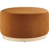 Tilden 29" Round Ottoman in Rust Performance Velvet & Natural Finish Wood