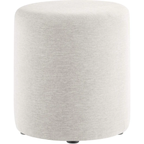 Callum 16" Round Ottoman in Heathered Weave Ivory Fabric