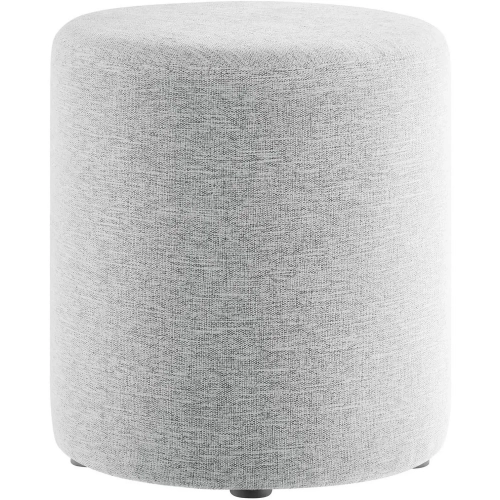 Callum 16" Round Ottoman in Heathered Weave Light Gray Fabric