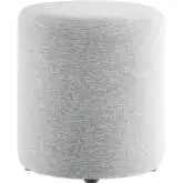 Callum 16" Round Ottoman in Heathered Weave Light Gray Fabric