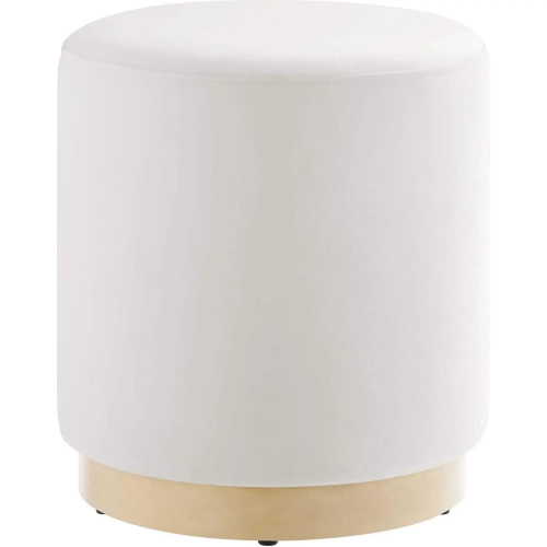 Tilden 16" Round Ottoman in Alabaster Performance Velvet & Natural Finish Wood