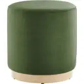 Tilden 16" Round Ottoman in Moss Green Performance Velvet & Natural Finish Wood
