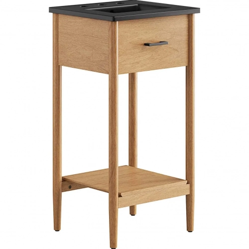 Zaire 18" Bathroom Vanity in Black Ceramic & Natural Finish Wood