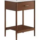 Zaire 24" Bathroom Vanity in White Ceramic & Walnut Finish Wood