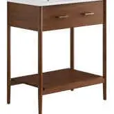 Zaire 30" Bathroom Vanity in White Ceramic & Walnut Finish Wood