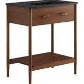 Zaire 30" Bathroom Vanity in Black Ceramic & Walnut Finish Wood