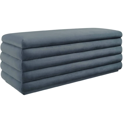 Mezzo Storage Bench in Tufted Cadet Blue Performance Velvet