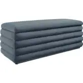 Mezzo Storage Bench in Tufted Cadet Blue Performance Velvet