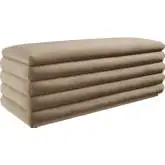 Mezzo Storage Bench in Tufted Taupe Performance Velvet