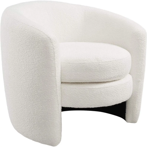 Affinity Curved Back Accent Arm Chair in Cloud White Boucle Fabric