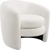 Affinity Curved Back Accent Arm Chair in Cloud White Boucle Fabric
