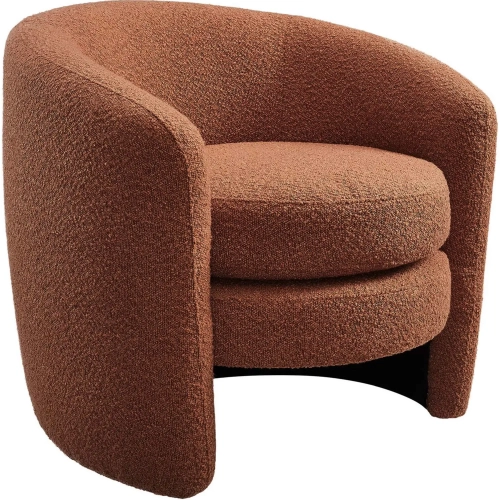 Affinity Curved Back Accent Arm Chair in Rust Boucle Fabric