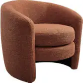 Affinity Curved Back Accent Arm Chair in Rust Boucle Fabric