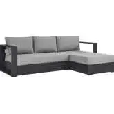 Tahoe Outdoor 2 Piece Sectional Sofa with Right Facing Chaise in Gray Aluminum & Gray Fabric
