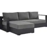 Tahoe Outdoor 2 Piece Sectional Sofa with Left Facing Chaise in Gray Aluminum & Charcoal Fabric