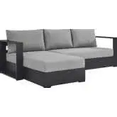 Tahoe Outdoor 2 Piece Sectional Sofa with Left Facing Chaise in Gray Aluminum & Gray Fabric