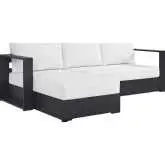 Tahoe Outdoor 2 Piece Sectional Sofa with Left Facing Chaise in Gray Aluminum & White Fabric